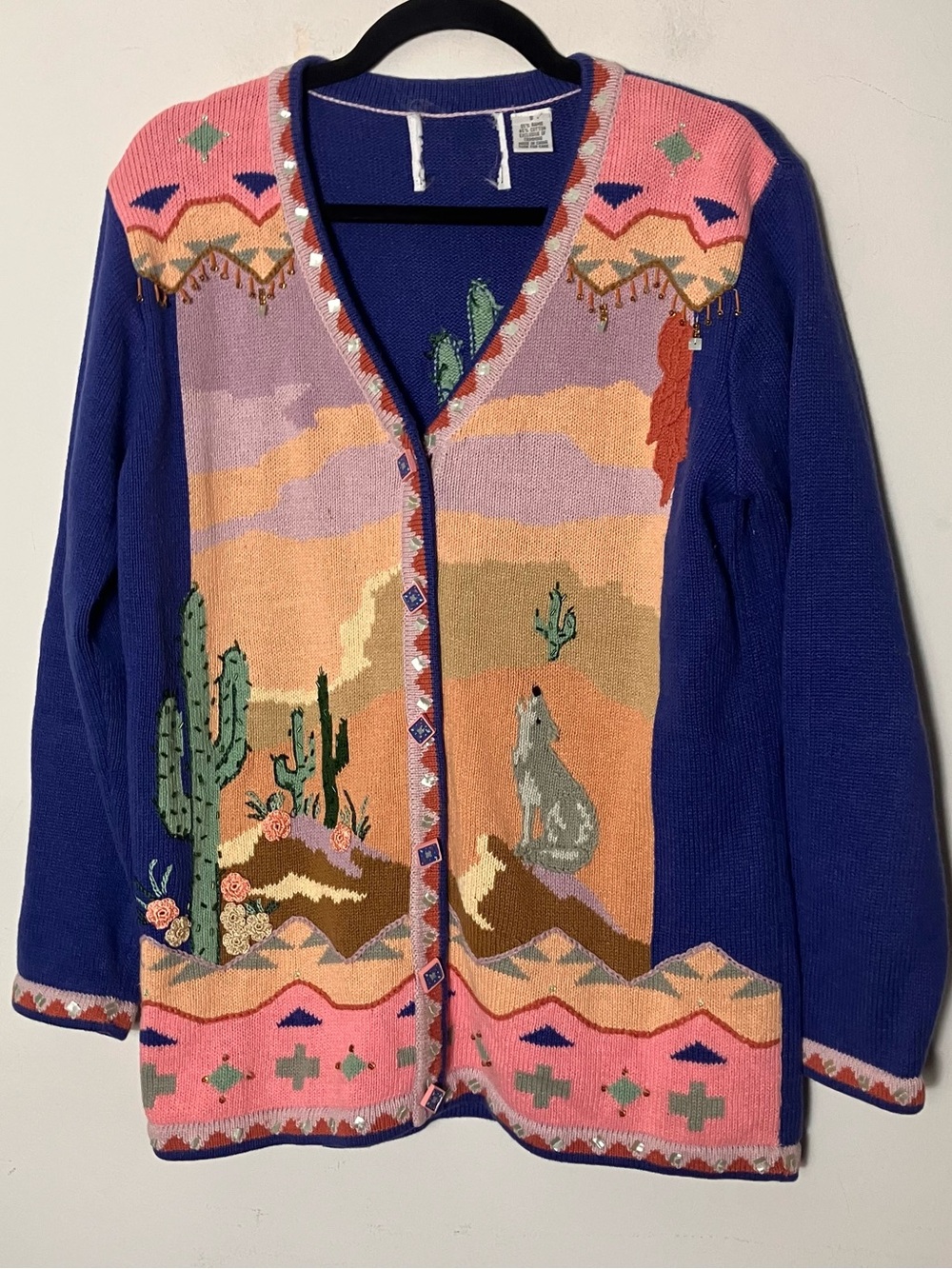 Storybook Knits 90s Vintage Coyote View Desert Cardigan Sweater Small